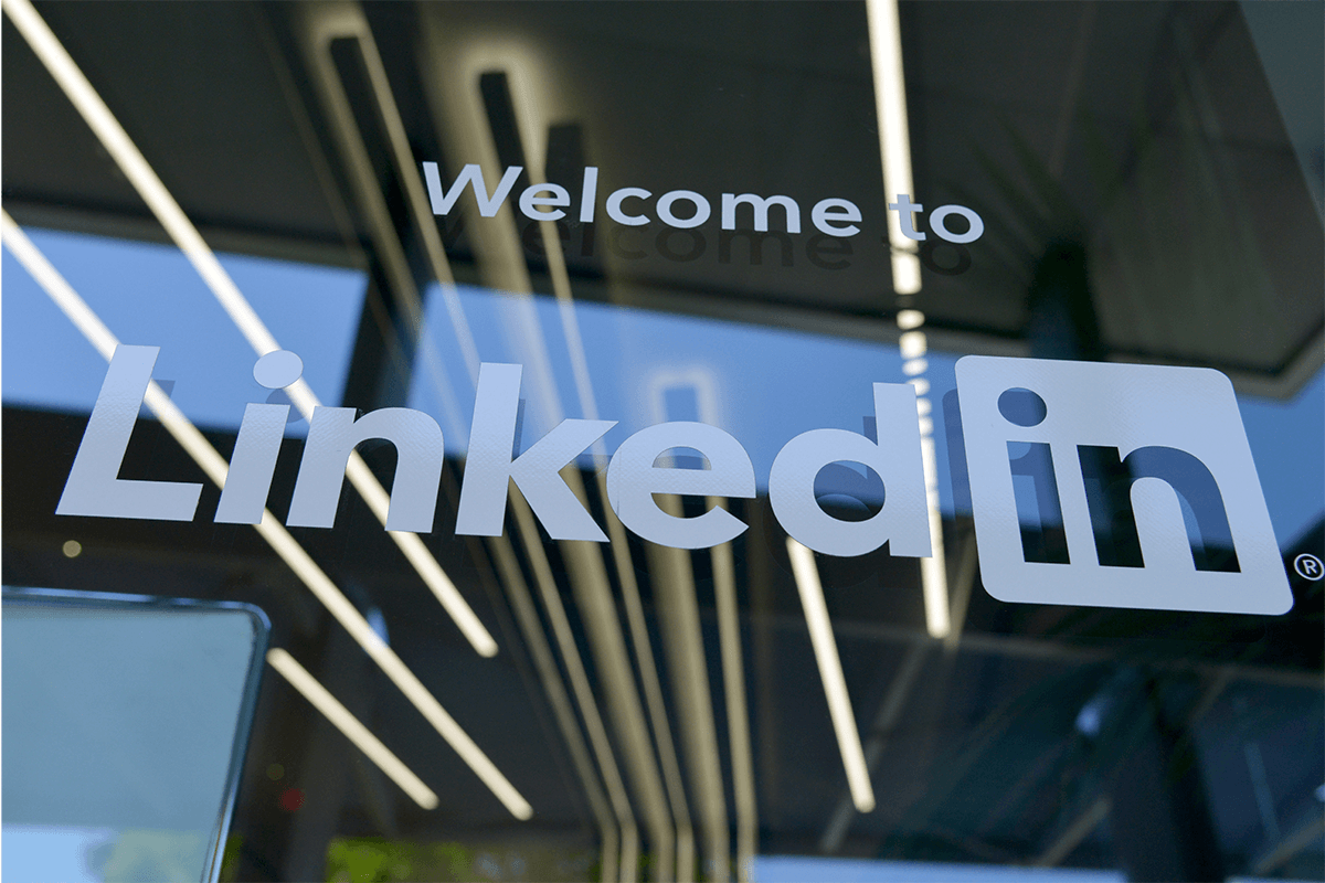 Welcome sign to linkedIn office